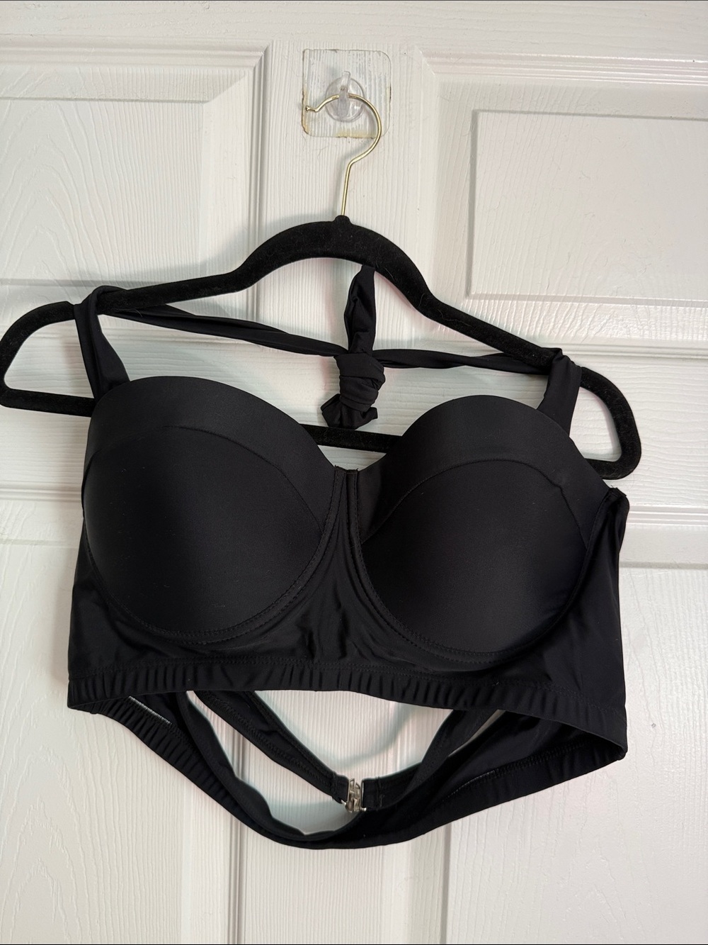 Black Strapless Longline Bikini Top